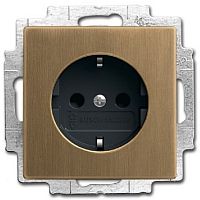 Розетка с заземлением без рамки ABB Династия 1-м. с подсветкой шторки античная латунь картинка